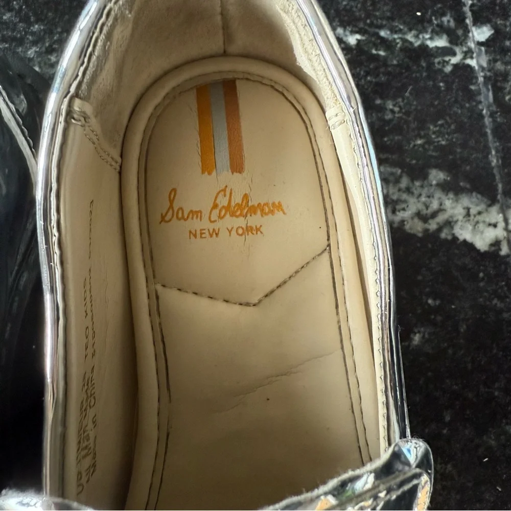 Sam Edelman Silver Loafers with Gild Detail Toddler Girls Size 11
